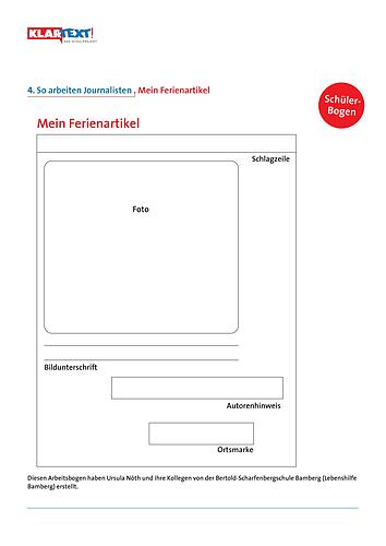 Arbeitsblätter zum Kapitel 4: So arbeiten Journalisten