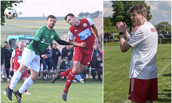 Christian Dreßel, zuletzt Spielertrainer beim FC Krecktal (rechts), fieberte in der Relegation mit dem TSV Meeder (rote Trikots) und dem SC Kemmern.