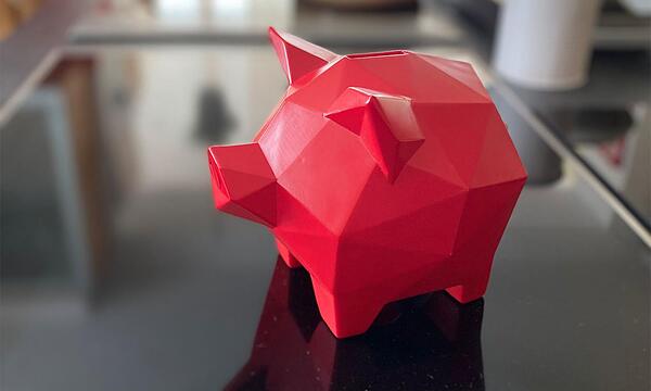 Das rote Spendenschwein ist bei den Übergaben von „Franken helfen Franken“ immer mit dabei.