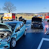 Vier Personen wurden bei einem Verkehrsunfall an dieser Kreuzung verletzt.