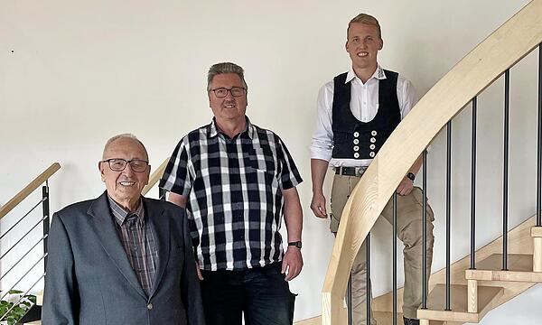 Drei Generationen feierten: Jubilar Basilius Reichel, dessen Sohn Lothar und sein Enkelsohn Andreas.
