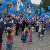 Eröffnung der Europatage auf dem Schlossplatz durch Bürgermeister Harald Hübner mit Luftballonstart der Schülerinnen und Schüler der Friedrich-von-Ellrodt-Schule Neudrossenfeld.