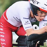 Felix Hentschel vergrößerte auf der Radstrecke seinen Vorsprung derart,  dass er anschließend ein einsames Rennen gegen die Uhr lief.
