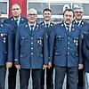 Staatliche Ehrungen: (von links) Christian Kötzner, Ludwig Kötzner, Andreas Kötzner, Dirk Haydu, Martin Hohmann, Andreas Kreß, Günther Übelacker, Kreisbrandinspektor Marco Brust, stellvertretende Landrätin Brigitte Meyerdierks, Kreisbrandrat Marku...