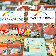 Die direkte Gegenüberstellung des alten und neuen Logos der Stadt Bad Brückenau.