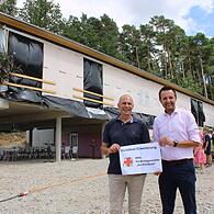 Richtfest an der BRK-Kindertagesstätte „Am Klinikum“ Lichtenfels: BRK- Kreisvorsitzender und Landrat Christian Meißner zusammen mit 1. Bürgermeister Andreas Hügerich am Erweiterungsbau der BRK-Kindertagesstätte „Am Klinikum“.