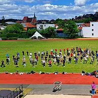 Gemeinsame Zumba-Choreografie zum Abschluss des Sporttages.
