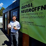 Philipp Dietz eröffnet am 1. Juni 2025 den ersten 24/7-Einkaufsmarkt in Ebensfeld im Landkreis Lichtenfels.