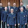 Beim Florianstag in der Gemeinde Obertrubach (v. l.): Christian Meister, Martin Reichel, Andreas Kirsch, Bürgermeister Markus Grüner, Markus Habermann, Alexander Schaffer, Stefan Lang, Patrik Distler, KBM Marc Maier, Landrat Hermann Ulm und KBR Ol...