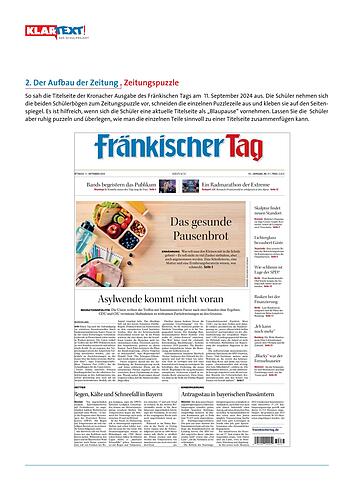 Arbeitsblätter zum Kapitel 2: Der Aufbau der Zeitung