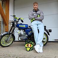 Die Simson S 50 steht schon bereit: Fabio möchte im Oktober den Führerschein „AM“ bestehen.