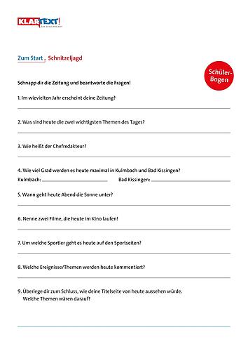 Zum Start: Schnitzeljagd